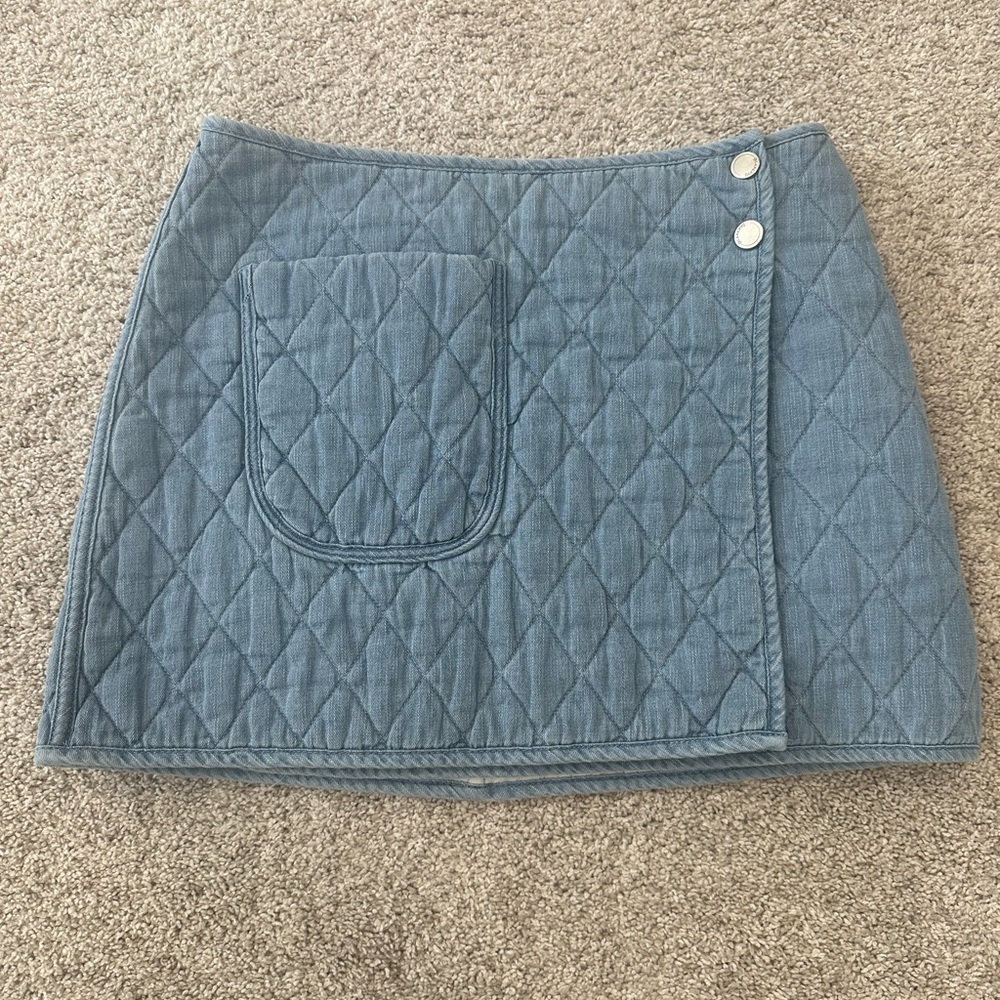*2 for $10* Blank NYC Quilted Light Blue Wrap Mini Skirt